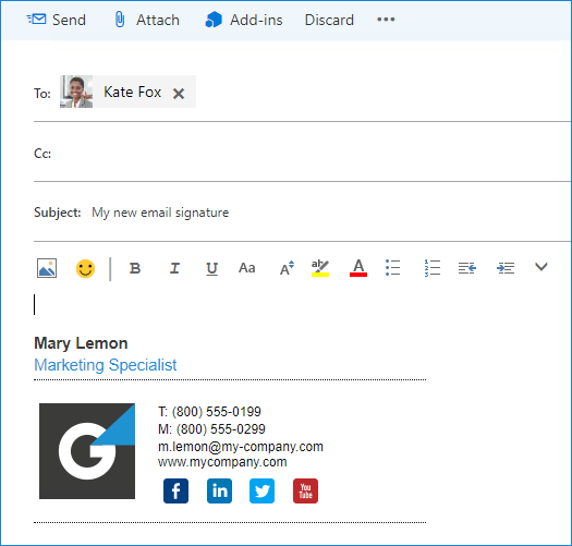 Exchange 2016 OWA - New email with email signature