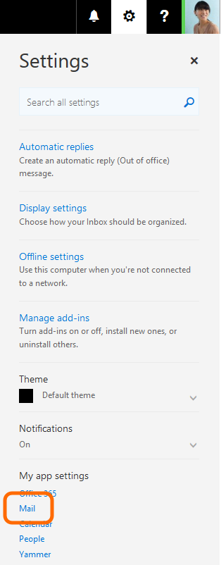 Go to the Option section in Outlook on the Web.