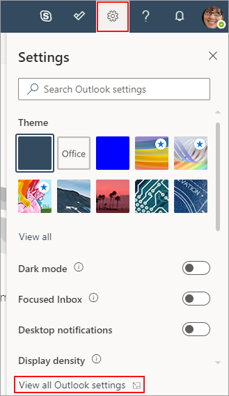 The new Outlook on the Web - settings