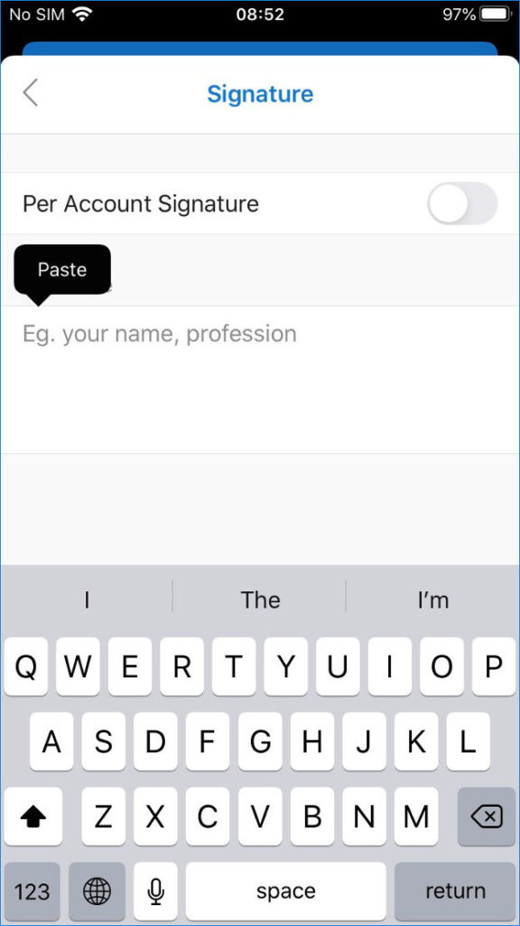 Outlook for iOS - signature options