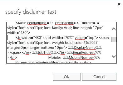 limitations of exchange 2010 centrally managed signatures - native signature editor