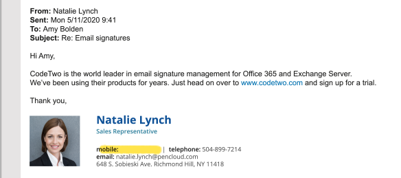 Limitations of Office 365 email signatures