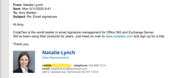 Limitations of Office 365 email signatures