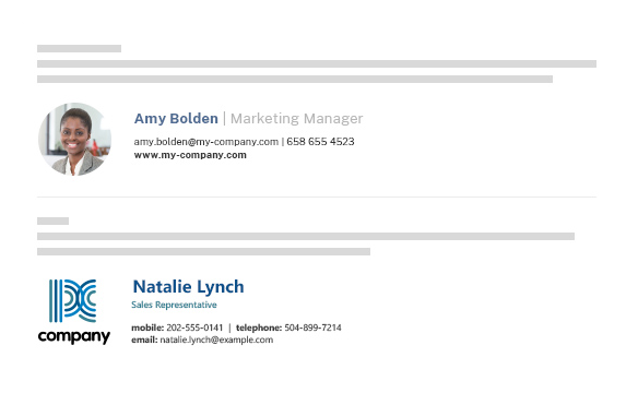 Email signature inserted beneath a reply