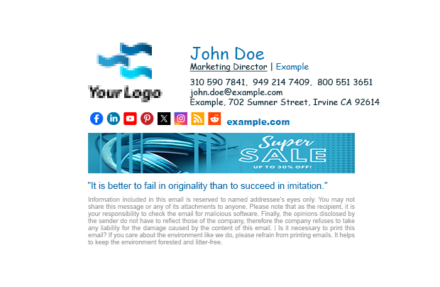 Bad email signature example