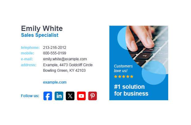 Social media icons in email signatures