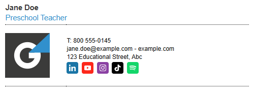 Teacher email signature example 2