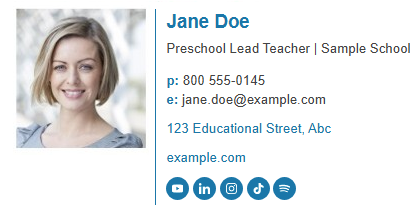 Teacher email signature example