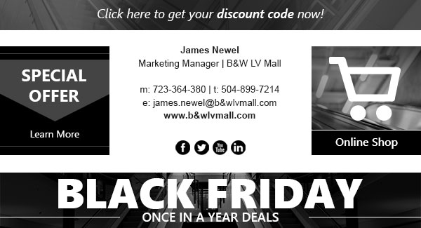 Email signature with a marketing banner.