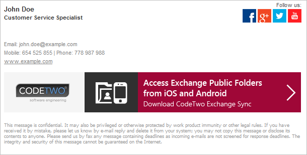Email signature banner promoting a new product.