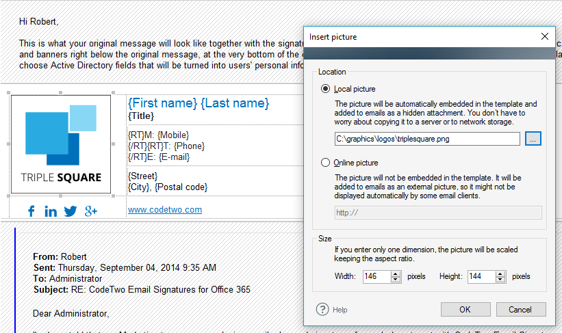 add picture to email signature CodeTwo