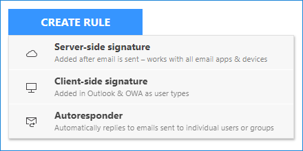 Create new rule in the signature management app