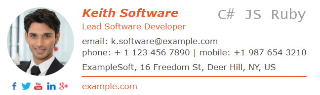 Email signature for a software developer