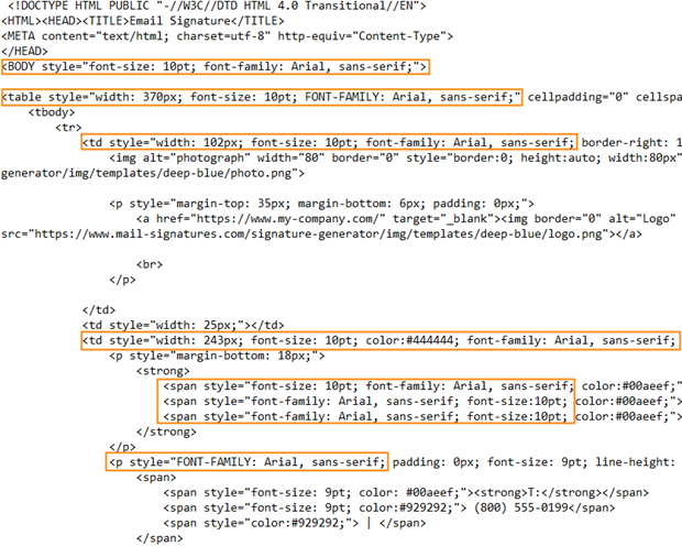 Font family in HTML tags_620