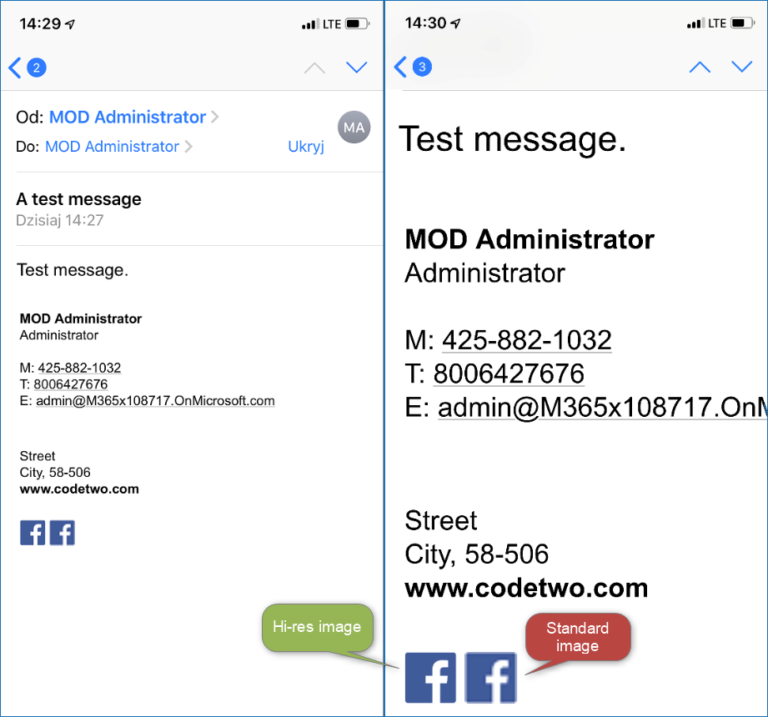 Hires email signatures optimized for mobile devices and 4k displays
