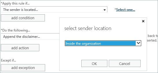 Select sender location