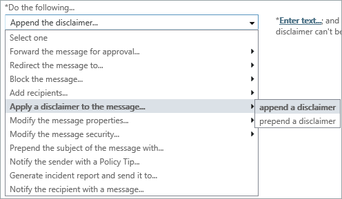 Apply a disclaimer to a message.