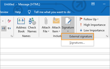 setting up signature in outlook
