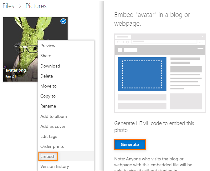 Direct image link in OneDrive 02