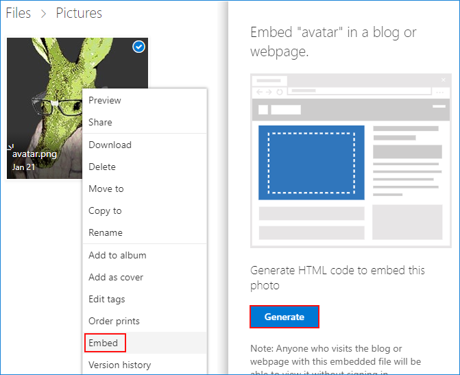 Direct image link in OneDrive 02