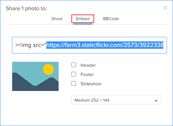 How to get a direct URL in Flickr