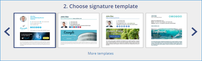 Free email signature generator - choose template