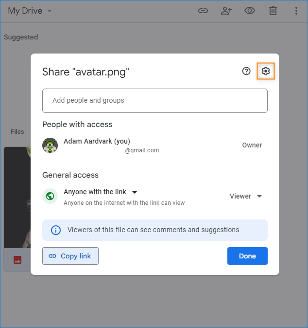Share settings direct url in Google Drive 2