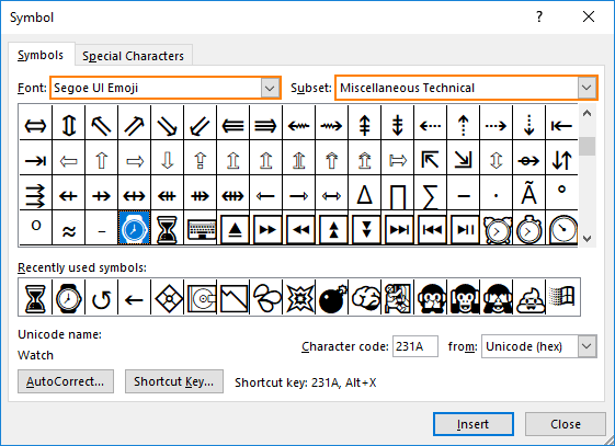 Insert symbol 2