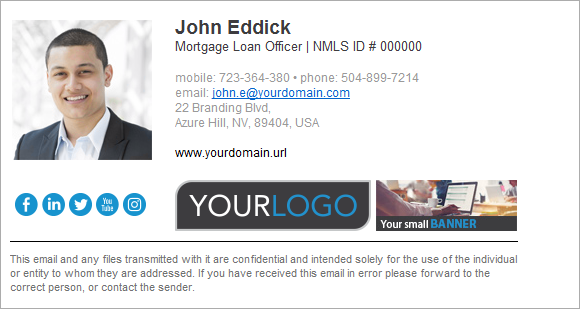 Professional email signature with NMLS ID.