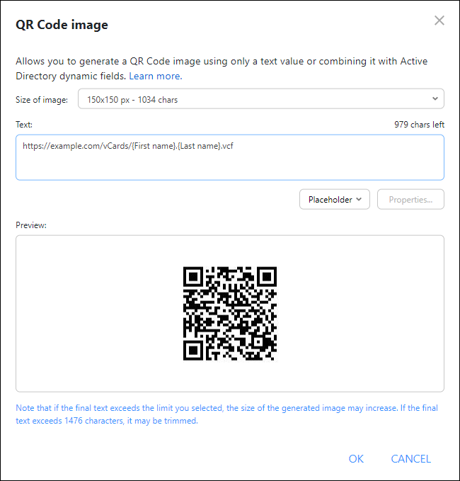 Configuring QR code in CodeTwo Email Signatures 365
