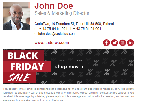 Black Friday email signature inspirations – template 1