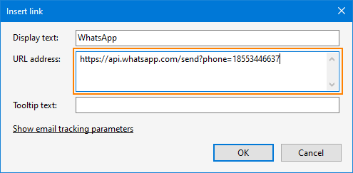 Insert a WhatsApp link in email signatures