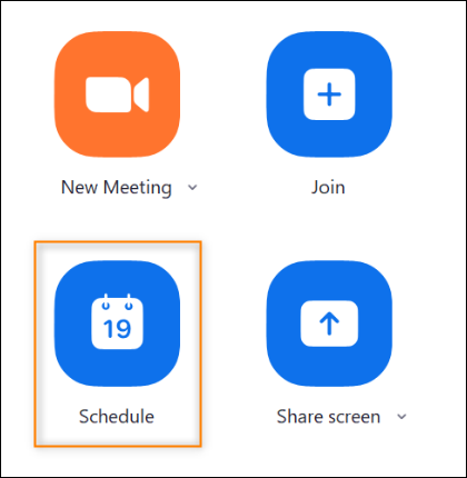 Creating a Zoom meeting, step 1.