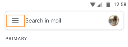 Gmail app settings.