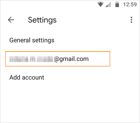 Select Gmail account for your mobile signature