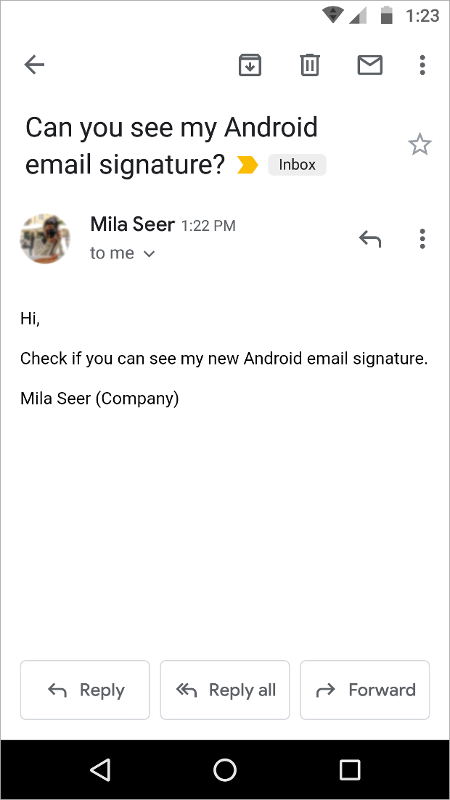 Testing Android email signature.