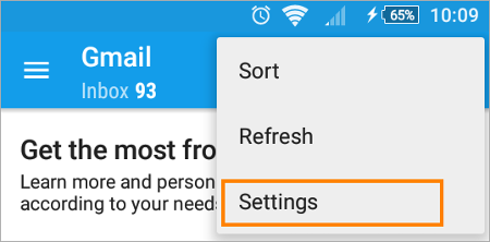 Setting up an email signature in the Android email app.