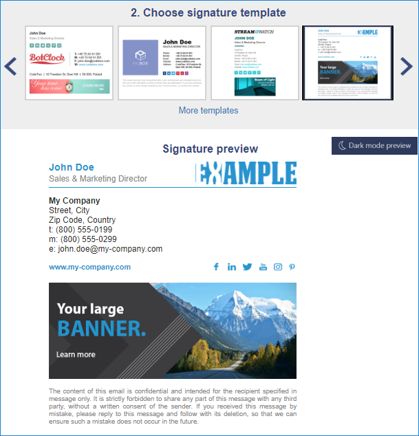 Signature generator guide-Choose signature template