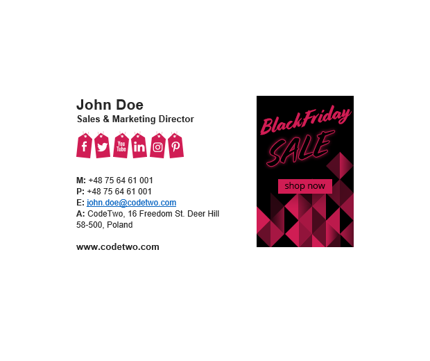 Free email signature designs for Black Friday & Cyber Monday