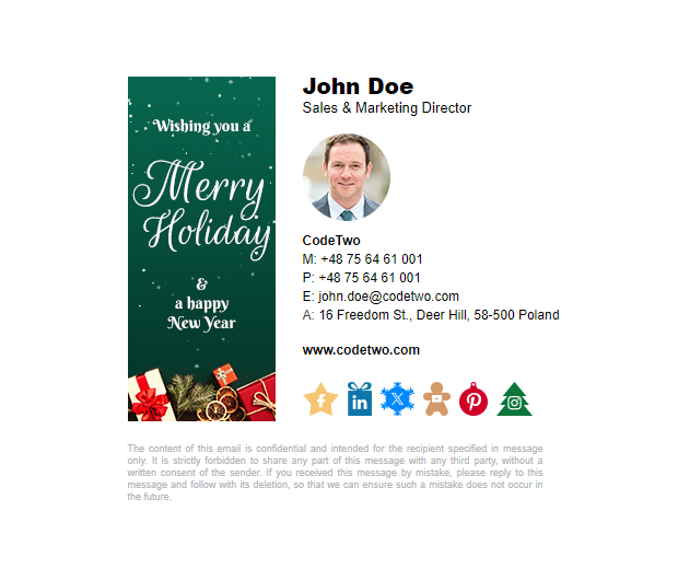 Holiday signature template – Holiday decorations