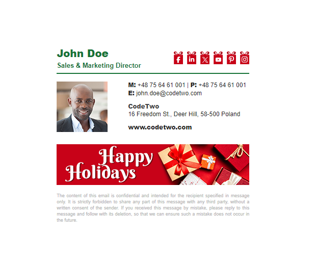 Holiday signature template – Presents