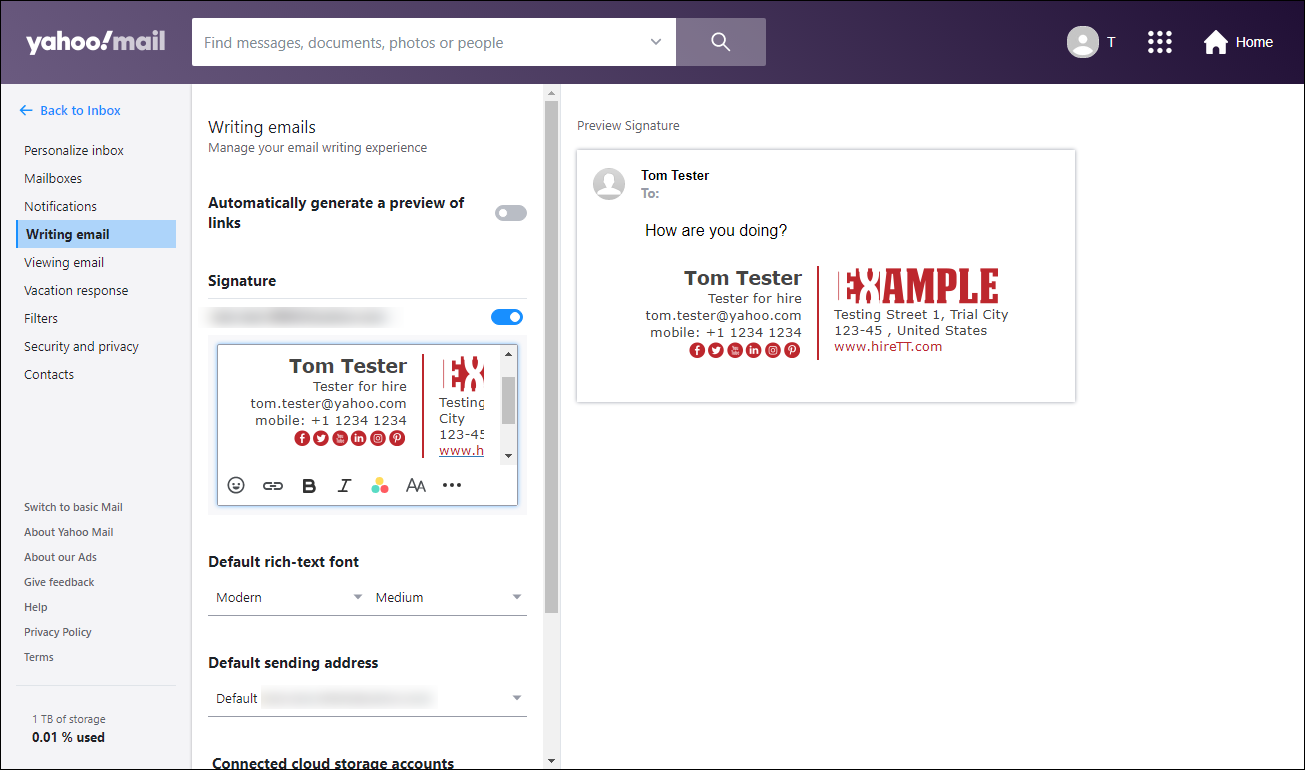 how to make an email signature in yahoo mail