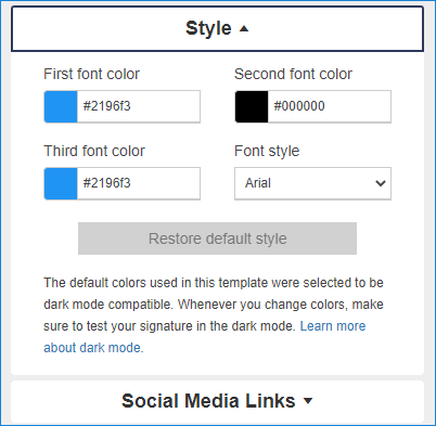 Signature generator guide - Style