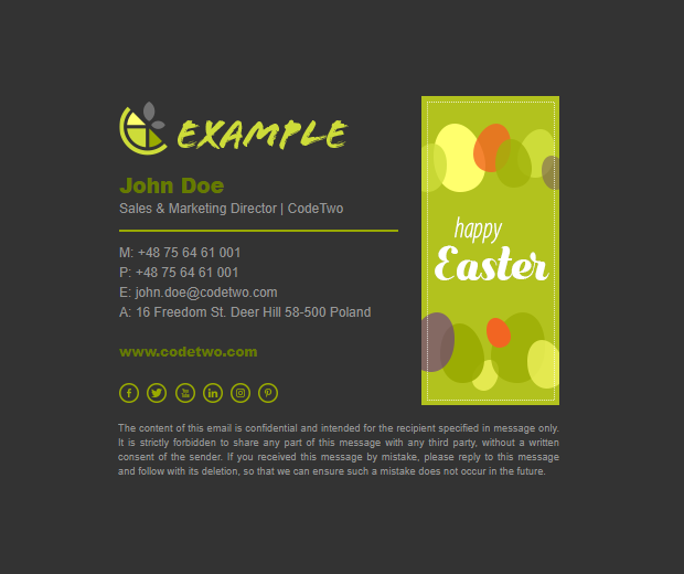 Free spring signature template – Spring green - Mail-Signatures.com