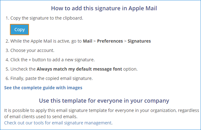 Kopioi Apple Mail HTML-allekirjoitus