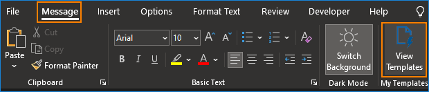 Outlook desktop - My Templates button