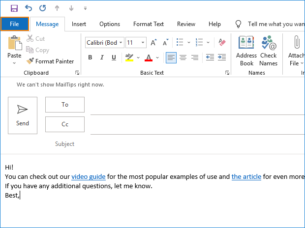 Outlook - new OFT template