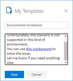 Outlook on the web - save a new template