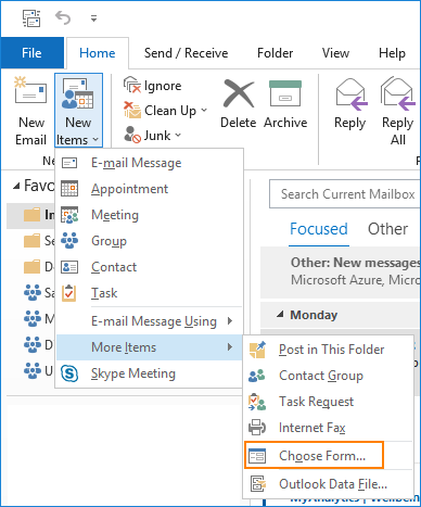 Outlook - use Outlook email template