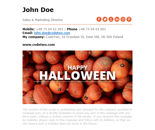 Halloween email signature: Pumpkins everywhere